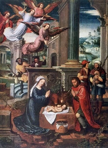 Nativity Oil on Wood. Ambrosius Benson (c1495-1550) Flemish Northern Renaissance painter