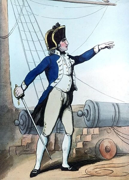 Naval Lieutenant, 1799. Print by Thomas Rowlandson (1756-1827). Aquatint