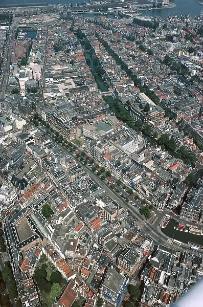 Netherlands, Amsterdam, Aerial view of canal ring area