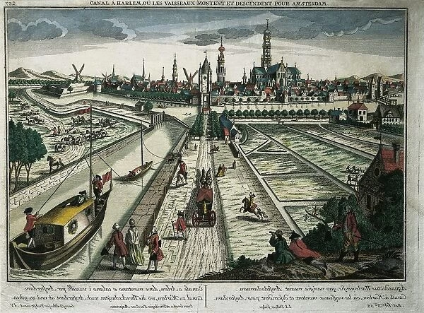Netherlands, Haarlem, View of the canal, engraving