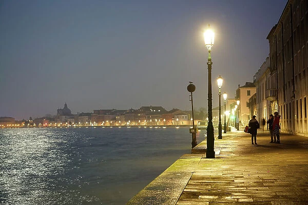 Night view on Fondamenta della Giudecca, Venice, Veneto, Italy, Europe