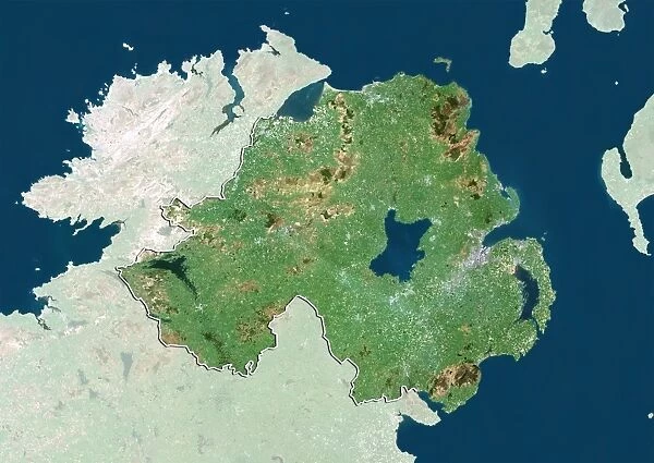 Northern Ireland, United Kingdom, True Colour Satellite Image