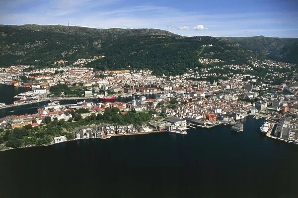 Norway, Hordaland, Bergen, aerial view