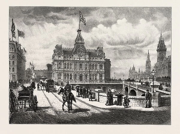 Ottawa, Post Office, Dufferin and Sappers Bridge, Canada, Nineteenth Century Engraving