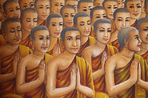 Painting depicting monks (listening to Buddha)