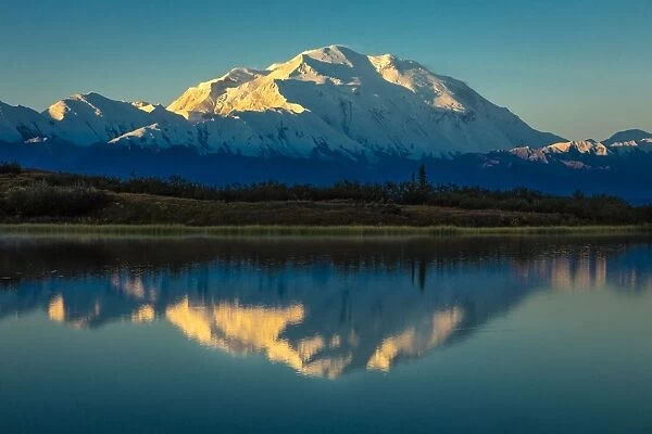 Panoramic view of Mount Denali, previously known as McKinley from Wonder Lake