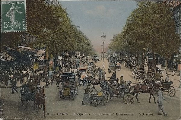 Paris, Boulevard Montmartre, Postcard from early 1900s