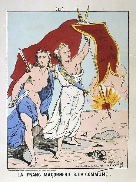 Paris Commune 26 March-28 May 1871. Allegory of Freemasonry and the Paris Commune