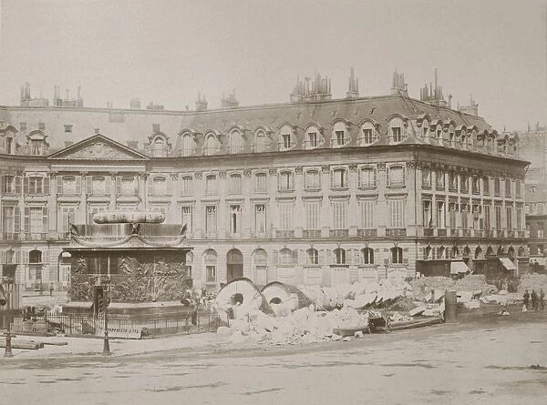 Paris Commune 26 March-28 May 1871. Ruin of the Vendome Column erected by Napoleon