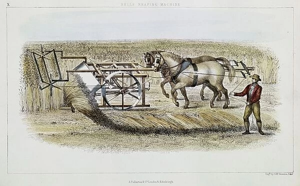 Patrick Bell (1799-1869) Scottish clergyman and inventor. His horse-powered machine reaping of 1826