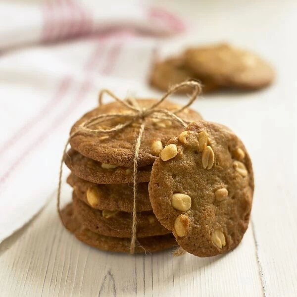 Peanut cookies, tied together with string