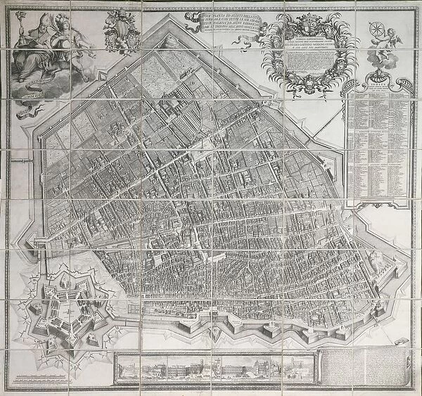 Perspective map of Ferrara by Andrea Bolzoni