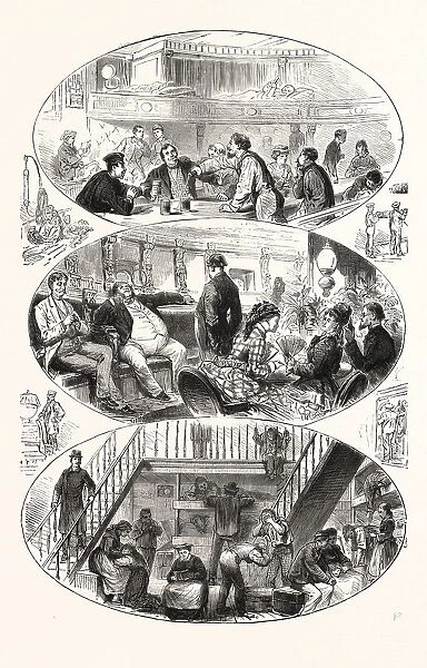 Phases of Life on Board an Atlantic Steamer, Engraving 1876
