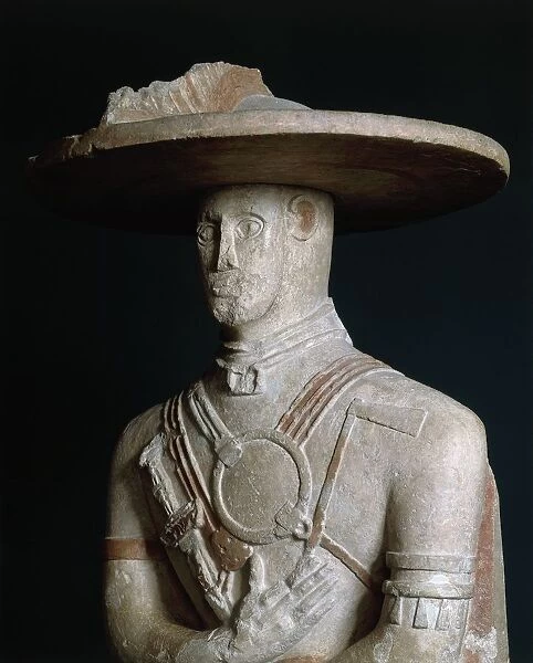 Piceni, Italic civilizations, Warrior Capestrano, limestone sculpture from necropolis of Aufinum