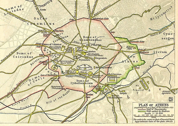 Plan of Athens, Greece circa 200 AD