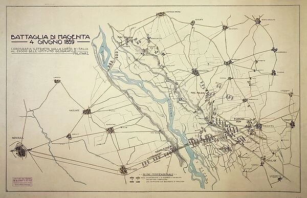 Plan of battle of Magenta, June 4, 1859, from Second War of Independence