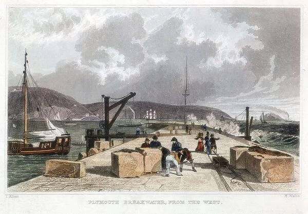Plymouth Breakwater from the West. Built by John Rennie, it was begun in 1812 and completed in 1841