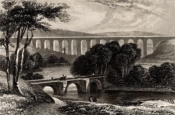 Pont-y-Cysyllte aqueduct on the Ellesmere Canal where it passes through the Vale of Llangollen