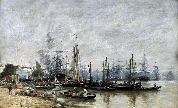 The Port of Bordeaux, 1874, oil on canvas. Eugene Boudin (1824-1898) French marine painter