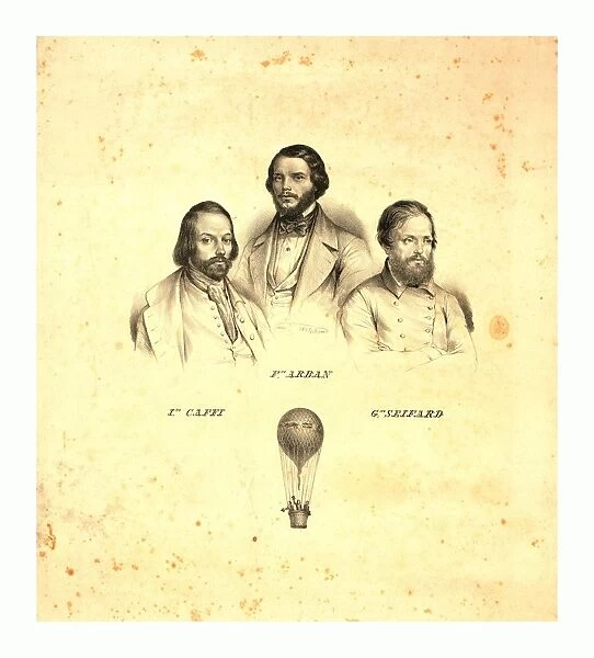 Portraits Of Three Balloonists Ippolito Caffi