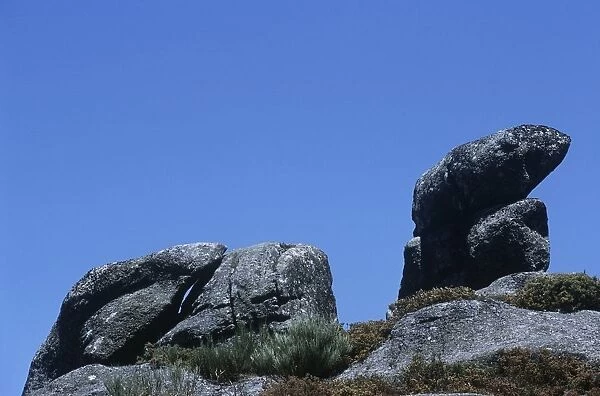 Portugal, Minho region, Peneda-Geres National Park, View from castle Castro Laboreiro, Rock formations