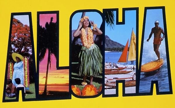Postcard of Aloha Greetings. ca. 1960s, Postcard of Aloha Greetings