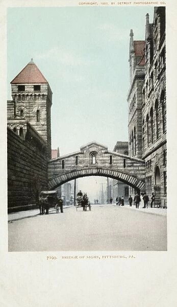 Postcard of Bridge of Sighs in Pittsburgh. 1903, Postcard of Bridge of Sighs in Pittsburgh