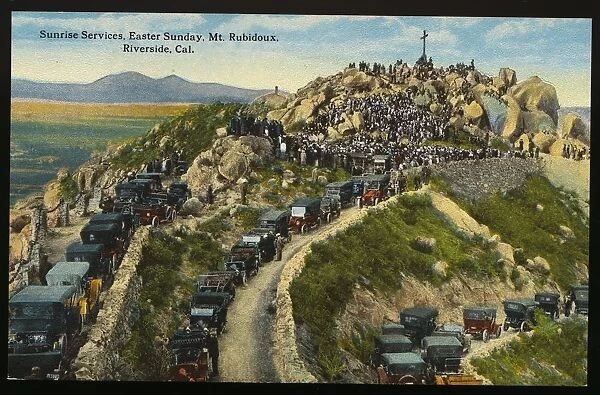 Postcard of Easter Sunrise Services at Mount Rubidoux. ca. 1920, Sunrise Services, Easter Sunday, Mt. Rubidoux, Riverside, Cal