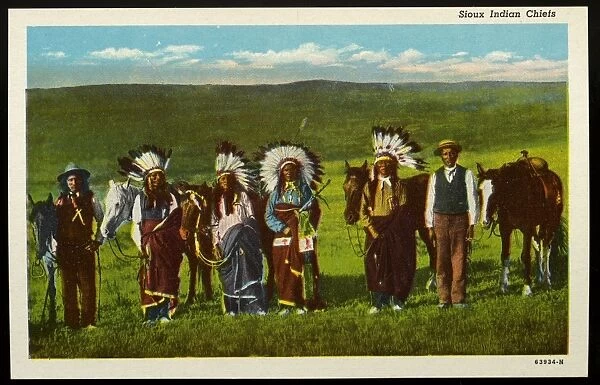 Postcard of Sioux Indian Chiefs. ca. 1916, Sioux Indian Chiefs