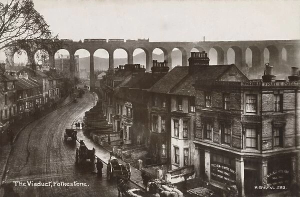 Postcard of Viaduct in Folkestone. 1918, Folkestone, Kent, England, UK, Postcard of Viaduct in Folkestone