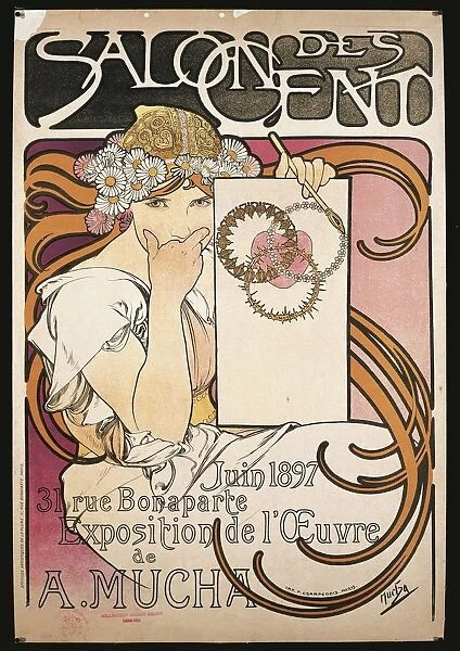 Poster advertising Salon des Cent exhibition by Alphonse Mucha, 1897