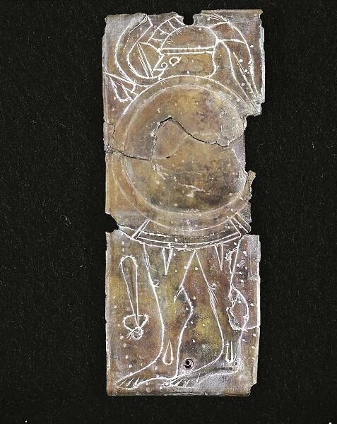 Prehistory, Italy, Iron Age, Votive plate with warrior from the Sanctuary of Reithia (4th century B. C. )