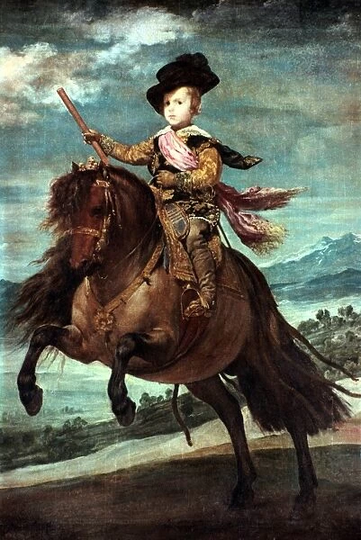 Prince Baltasar Carlos on Horseback 1634  /  1635. Oil on board. Portrait by Diego Velasquez