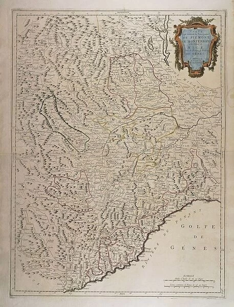 Principality of Piedmont, Monferrato region, County of Nice and Western Liguria Region, Map by Francois Santini, Venice, 1779