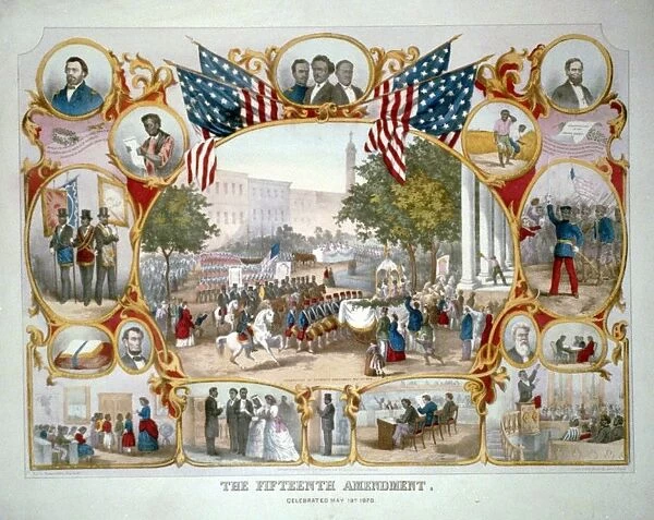 Print of celebration on 19th May 1970 of the Fifteenth Amendment to the United States