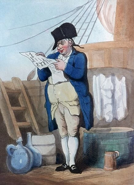 The Purser, 1799. Print by Thomas Rowlandson (1756-1827). Aquatint