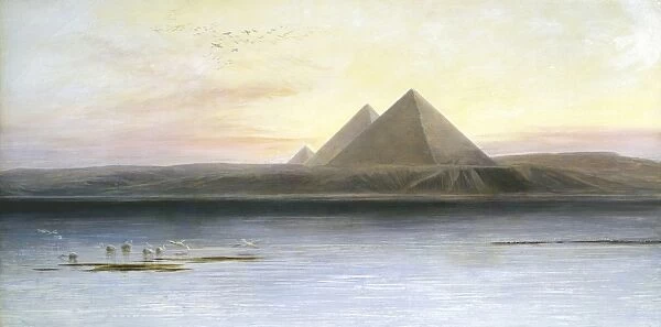The Pyramids at Gizeh. Edward Lear (1812-1888) British painter and humourist. Oil on canvas