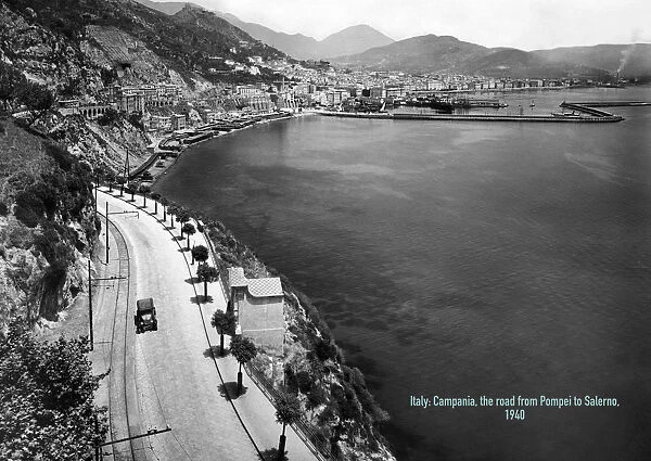 R 03656. italy, campania, street from pompei to salerno, 1940