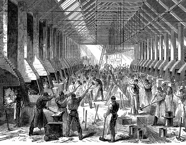 The Railway Carriage Companys works, Oldbury. The forge, showing mass production