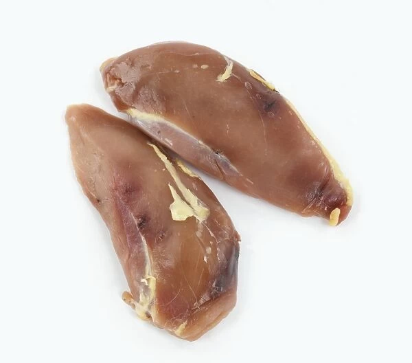 Two raw pheasant breasts