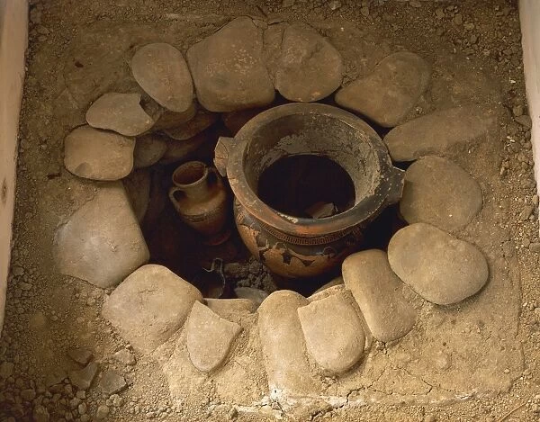 Reconstruction of an incineration tomb from Villanovan Culture