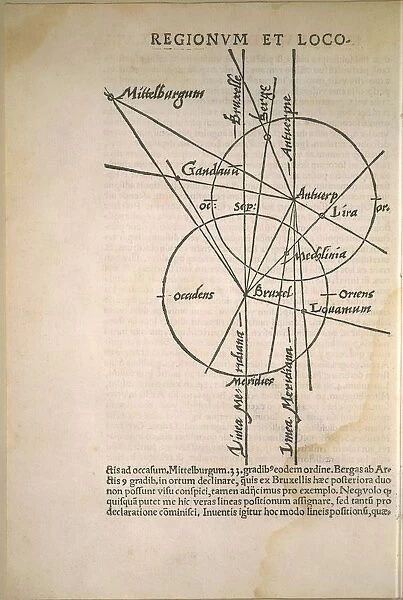 Reiner Gemma Frisius, Libellus de locorum describendorum ratione, published as appendix to Cosmographia by Peter Apian, illustrated with wood carvings, 1533