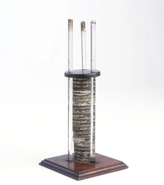 Replica of the Voltaic pile invented by Alessandro Volta, 1800