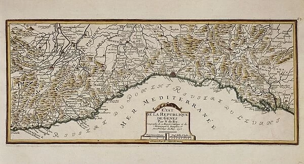 Republic of Genoa, Map by Nicolas de Fer, Paris, Copper engraving, 1705