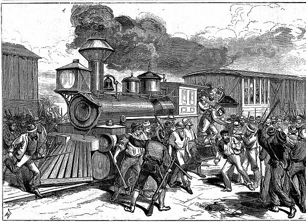 Riot by railroad workers at Martinsburg on the Baltimore-Ohio Railroad, when workers