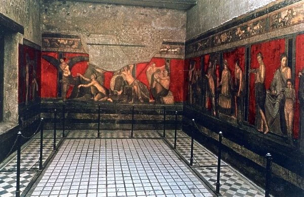 Ritual frescoes in the Initiation Chamber, Villa of the Mysteries, Pompei, Italy