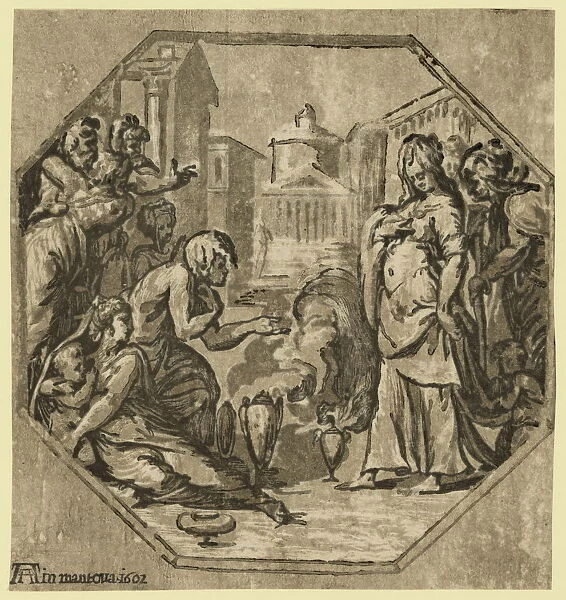 Ritual In Honor Of Psyche  /  Aa [monogram Of Andrea Andreani] In Mantoua 1602. Vicentino