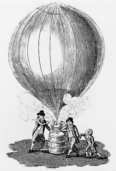Robert brothers helping JAC Charles (1746-1823) to inflate balloon with hydrogen