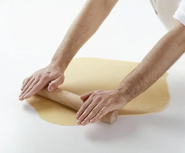 Rolling pasta dough with rolling pin