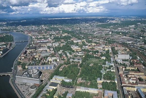 Russia, Aerial view of Saint Petersburg and Neva River